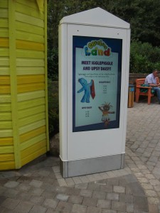 CBeebies Land board showing entertainment times
